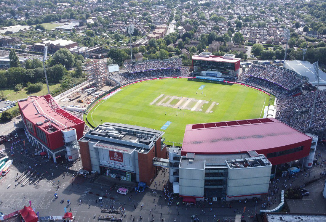 A picture of a stadium taken on a drone during an inspection.